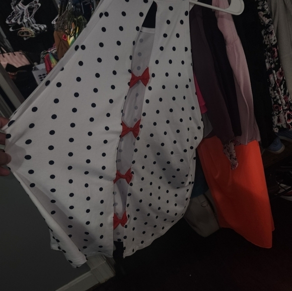 💋5/20 Nobo white polka dot tank open bow back 3x - Picture 4 of 4